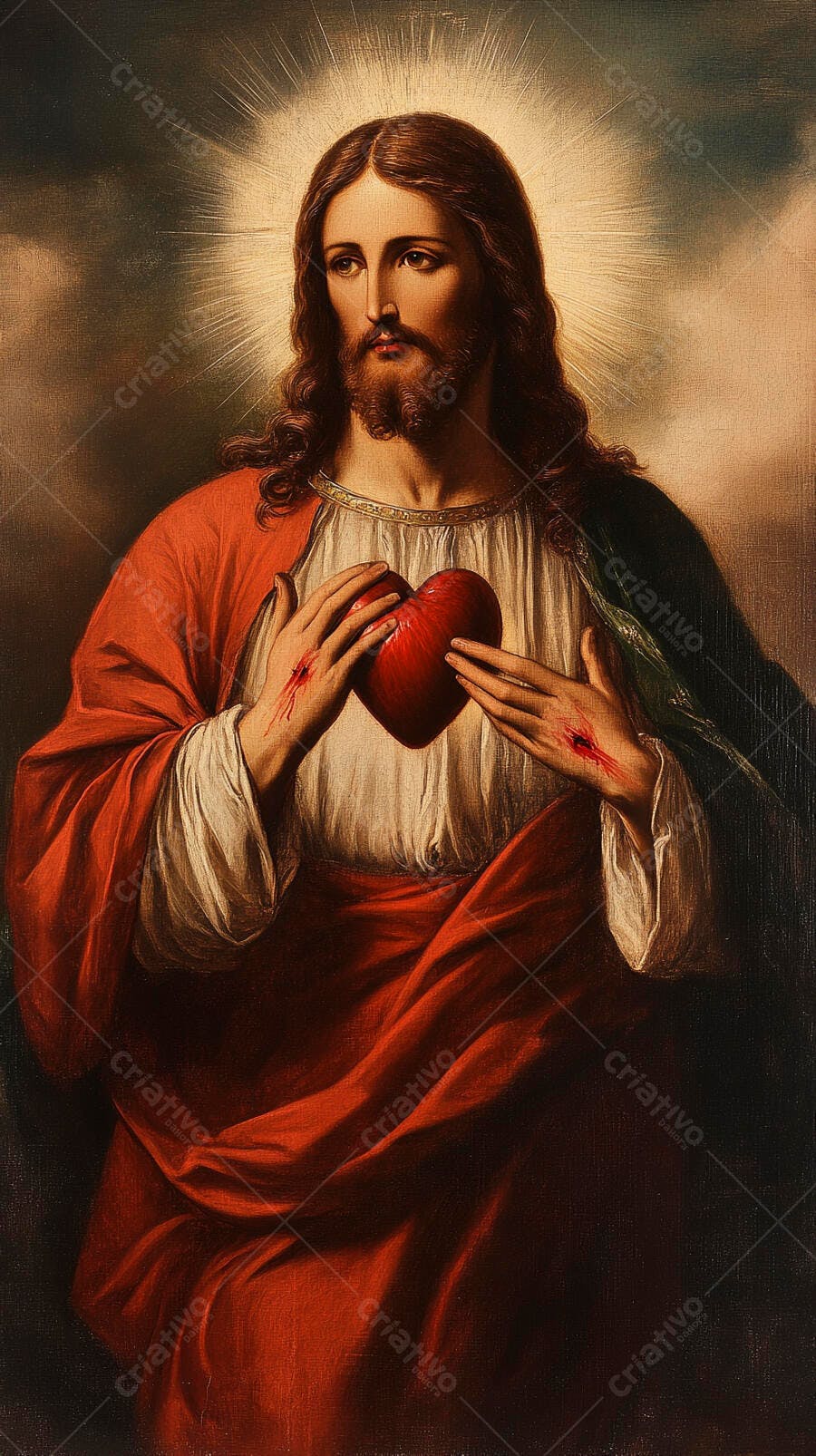 Jesus Cristo Sagrado Coração de Jesus Pintura Clássica