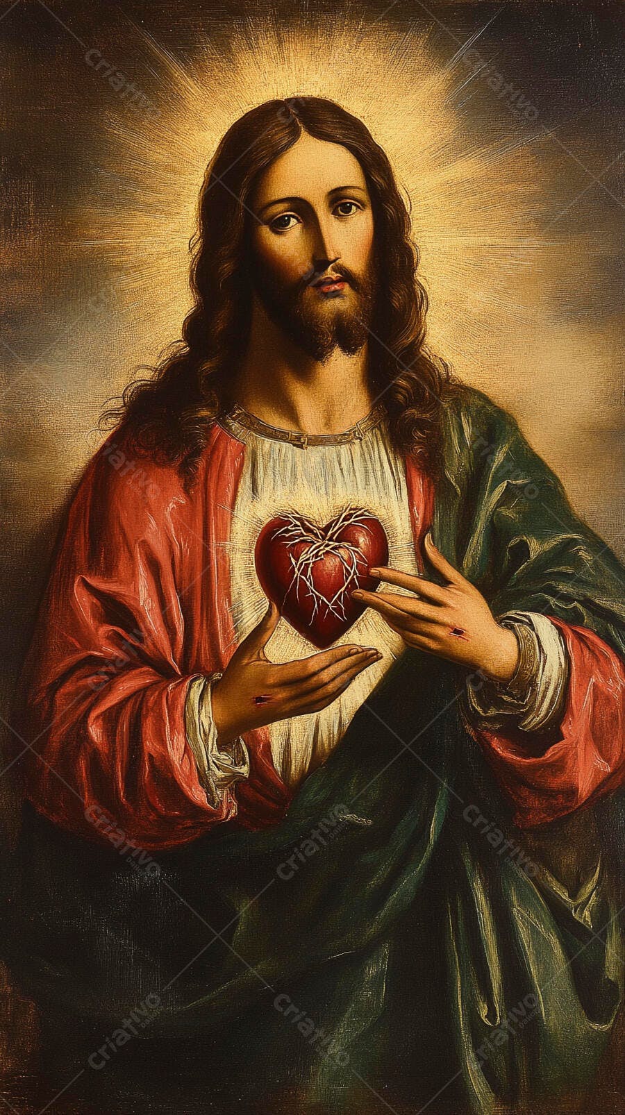 Foto Jesus Cristo Sagrado Coração de Jesus Pintura Clássica