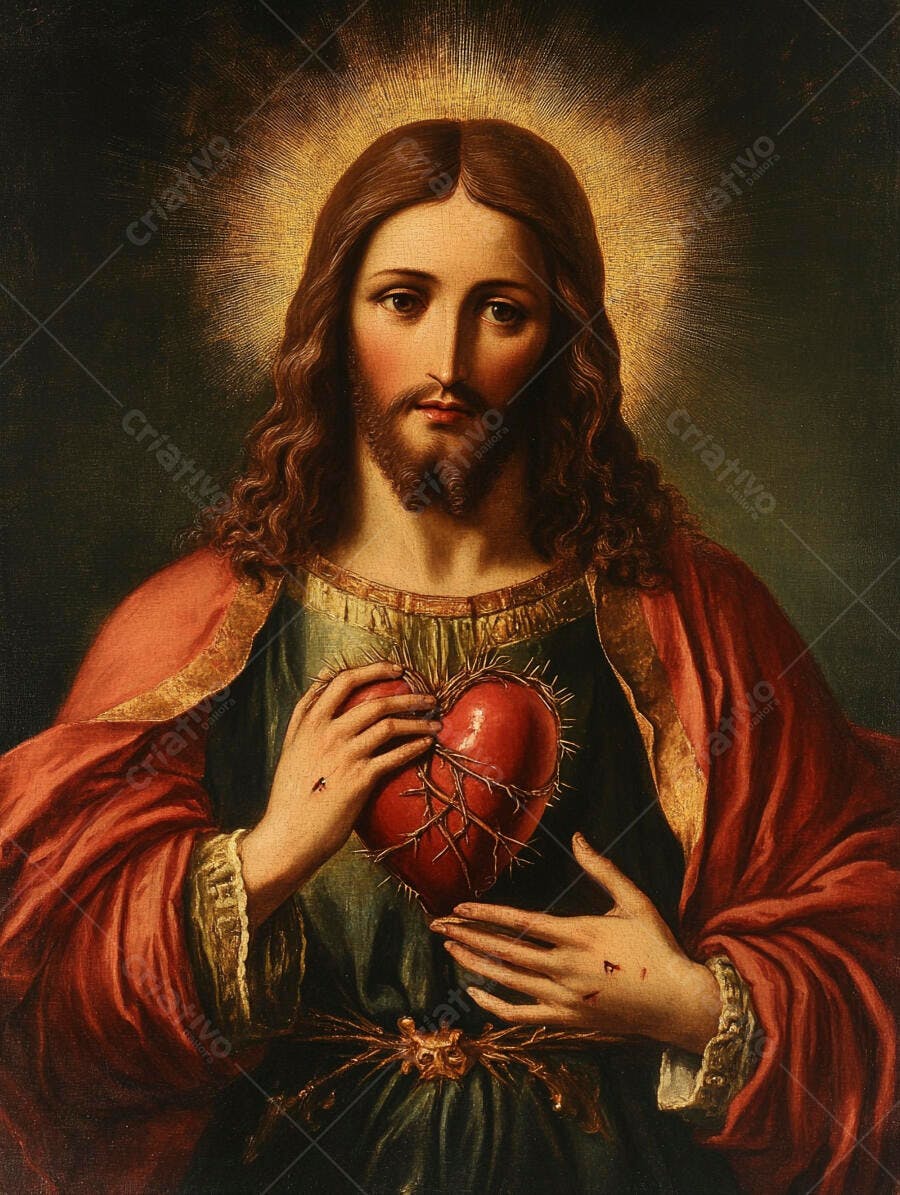 Jesus Cristo Sagrado Coração de Jesus Pintura Clássica