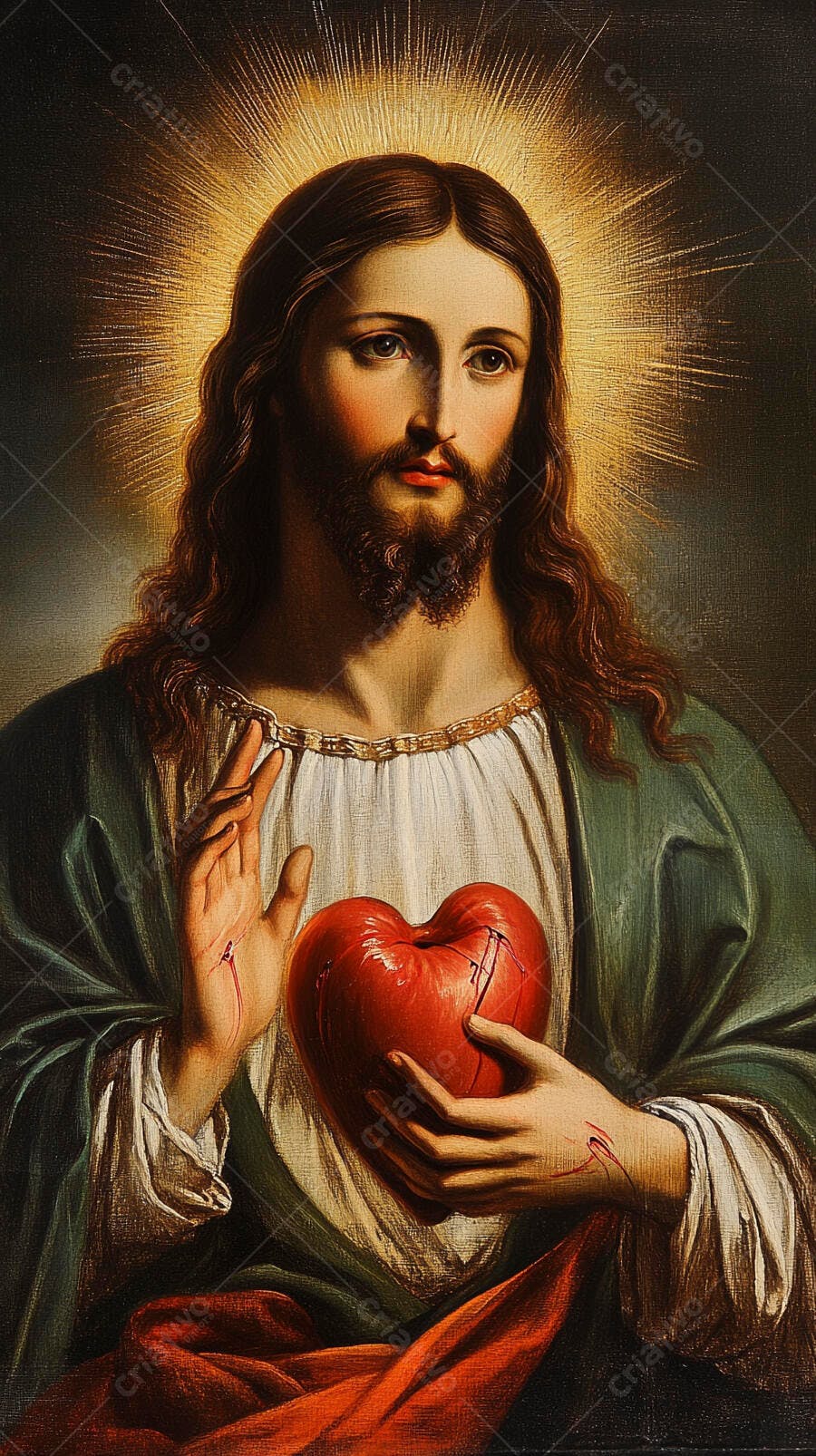 Jesus Cristo Sagrado Coração Pintura Clássica Religiosa