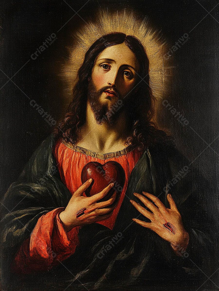 Jesus Cristo Sagrado Coração Pintura Clássica Religiosa
