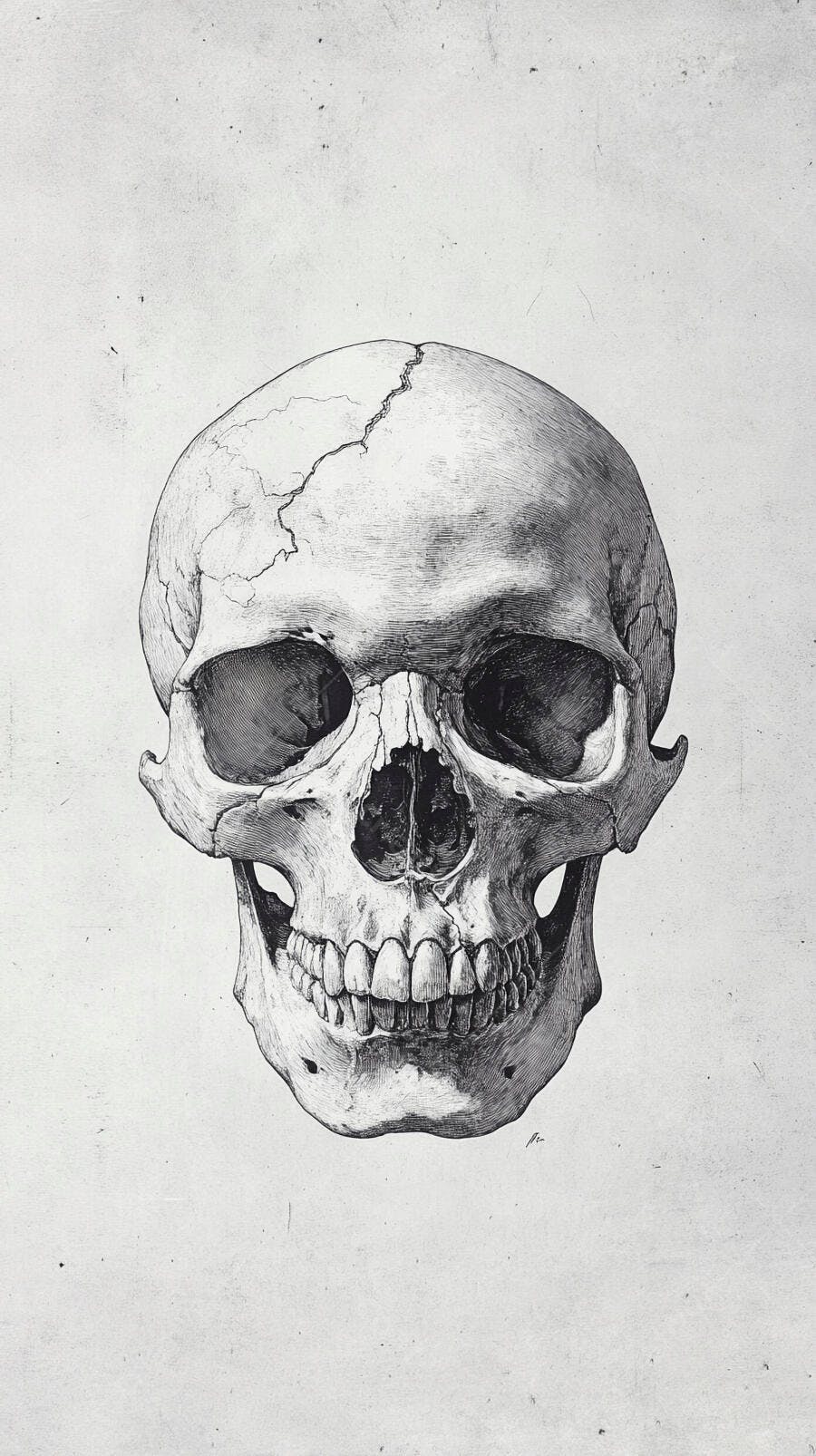 Ilustração Crânio Humano Desenho Anatômico Vintage