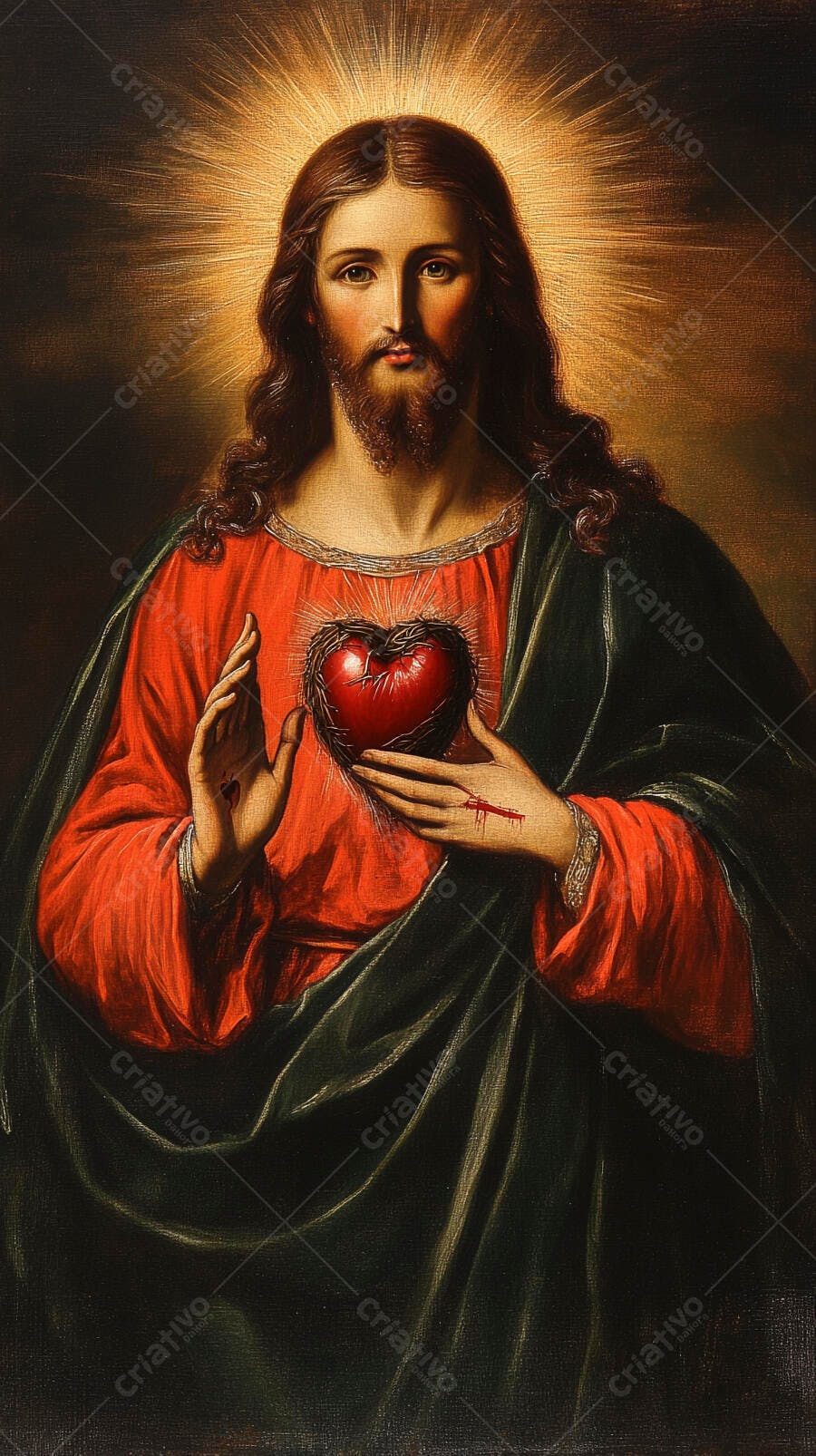 Jesus Cristo Sagrado Coração de Jesus Pintura Clássica