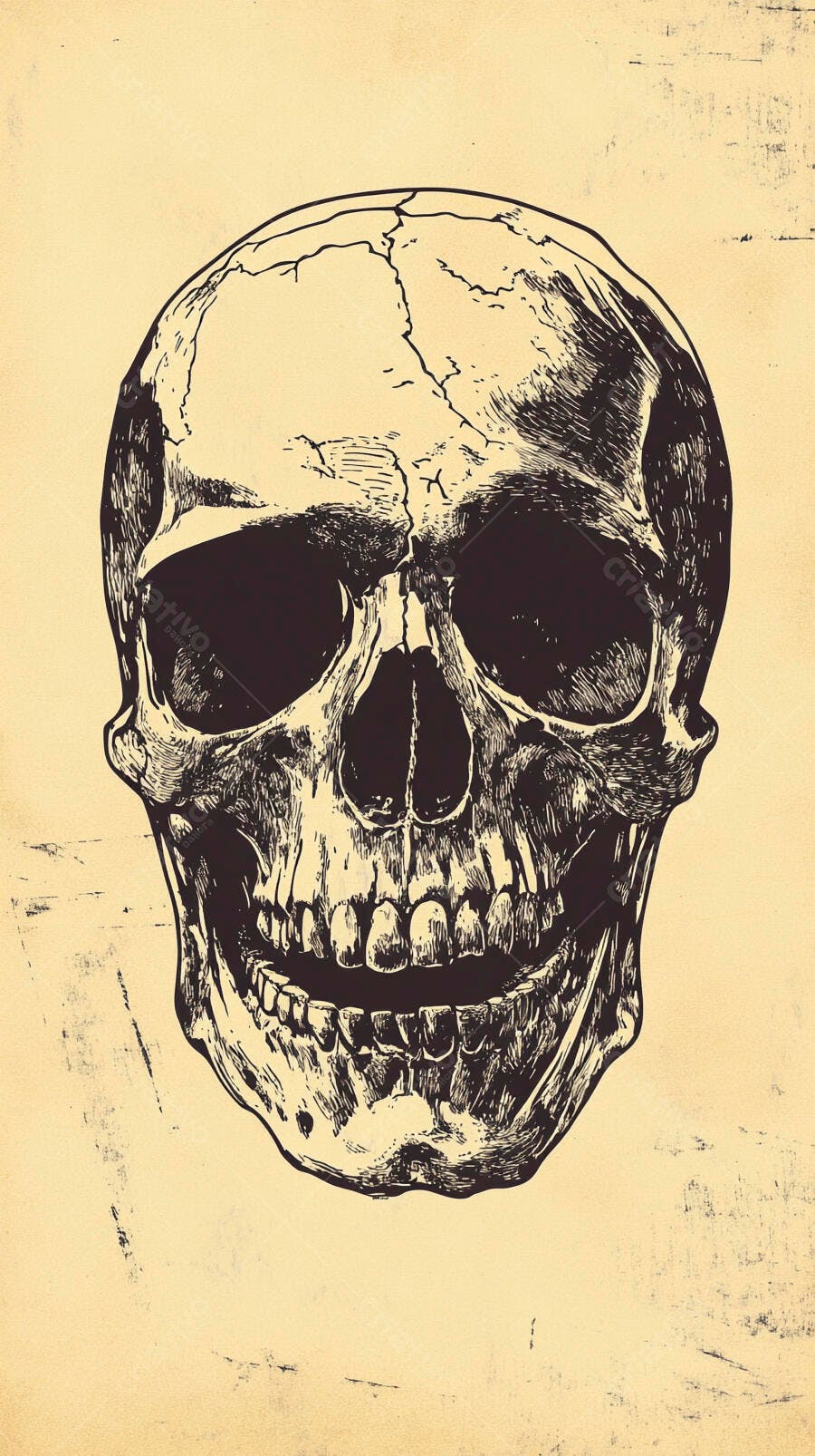 Foto Caveira Humana Desenho Vintage Ilustração Esqueleto
