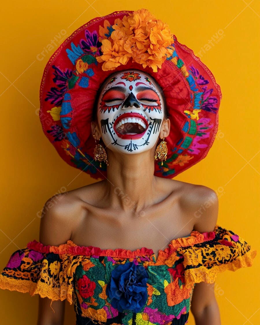 Foto Mulher Catrina Maquiagem Mexicana Dia dos Mortos