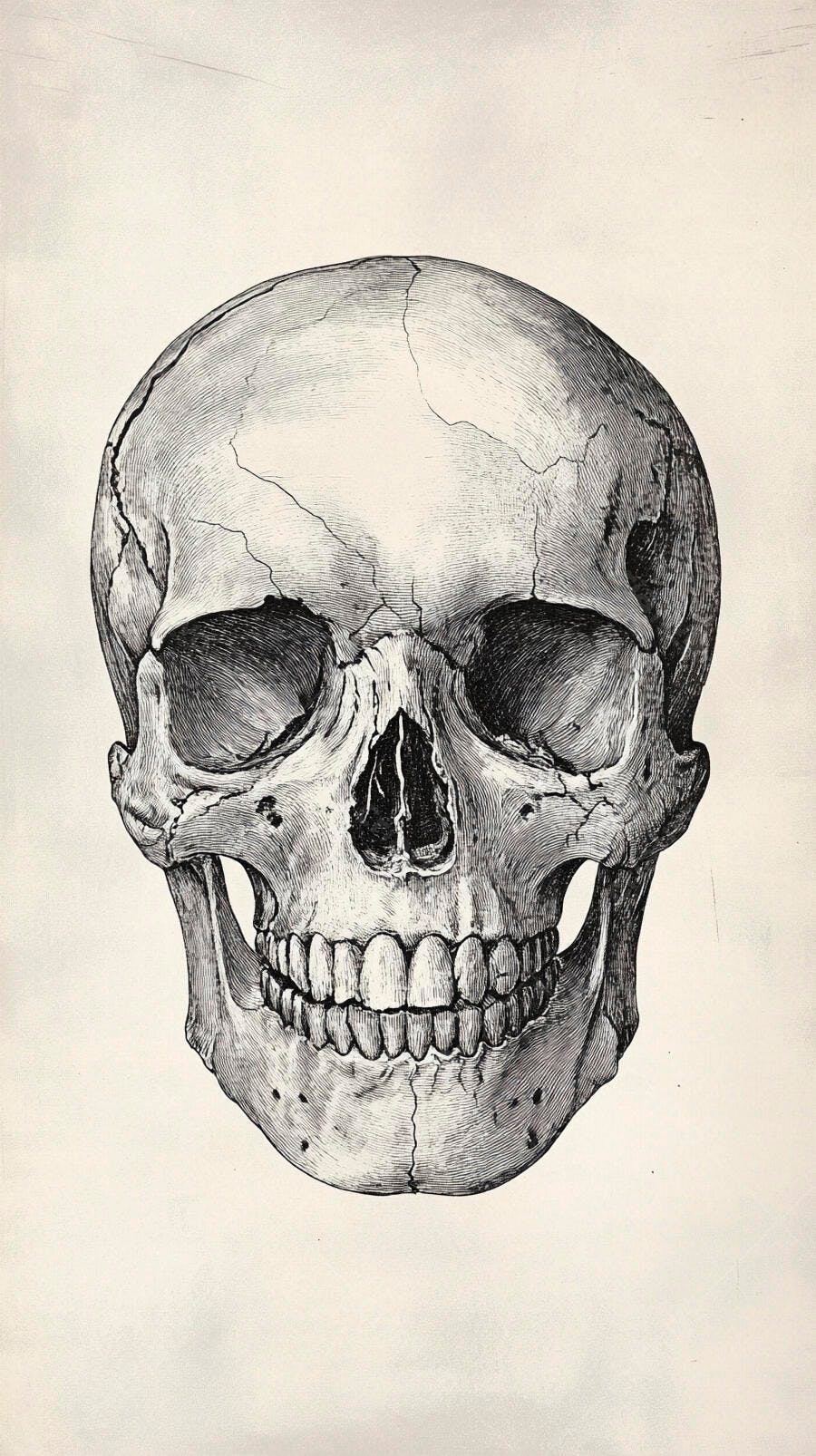 Ilustração Crânio Humano Anatomia Desenho Vintage