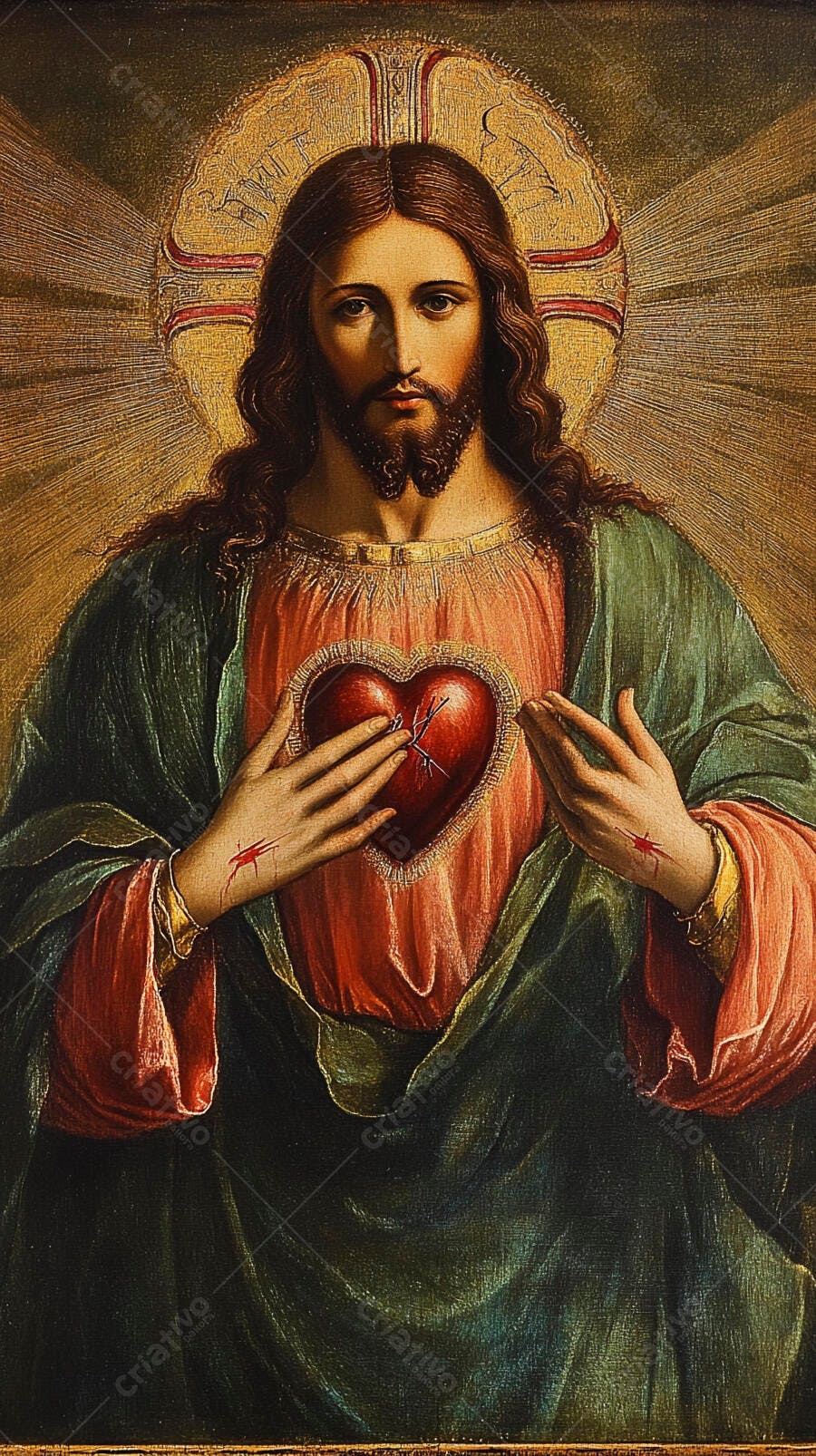 Jesus Cristo Sagrado Coração Pintura Religiosa Clássica