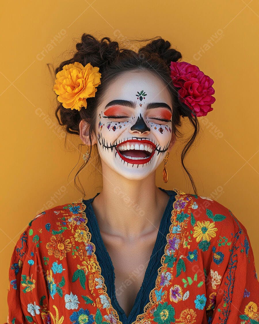 Foto Mulher Maquiagem Caveira Mexicana La Calavera Catrina