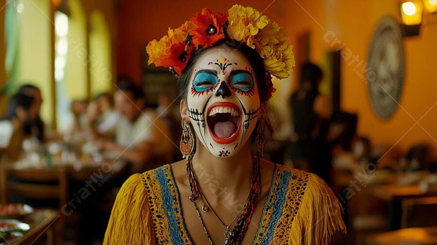 Foto Mulher Mexicana Maquiagem Dia dos Mortos La Calavera Catrina
