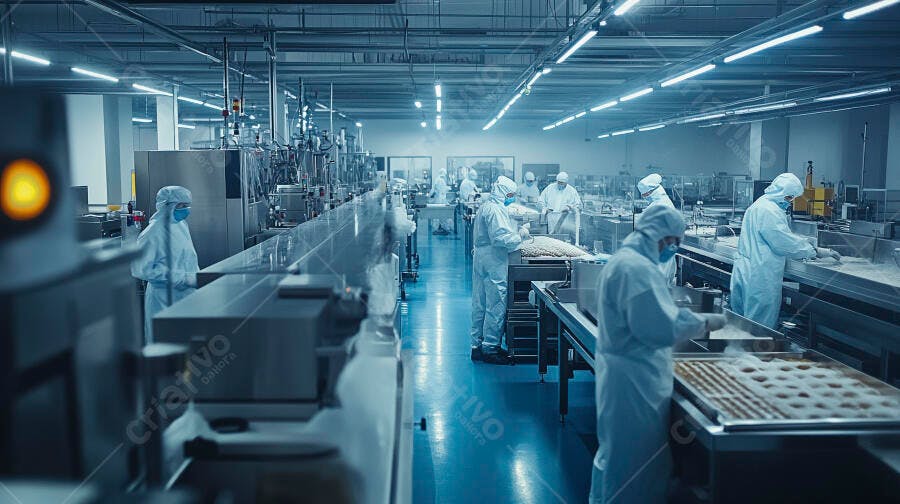 Foto Profissionais Indústria Farmacêutica Trabalhando Fábrica Cleanroom