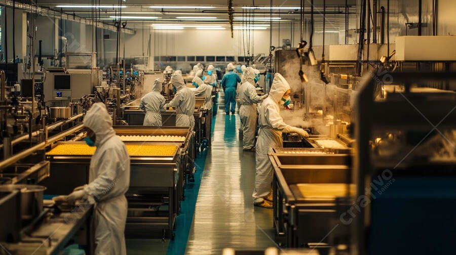 Foto Indústria Alimentícia Produção Linha de Montagem Fábrica