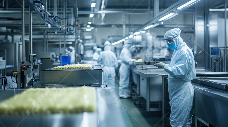 Foto Profissional Trabalhador Fábrica Alimentos Equipamento Proteção