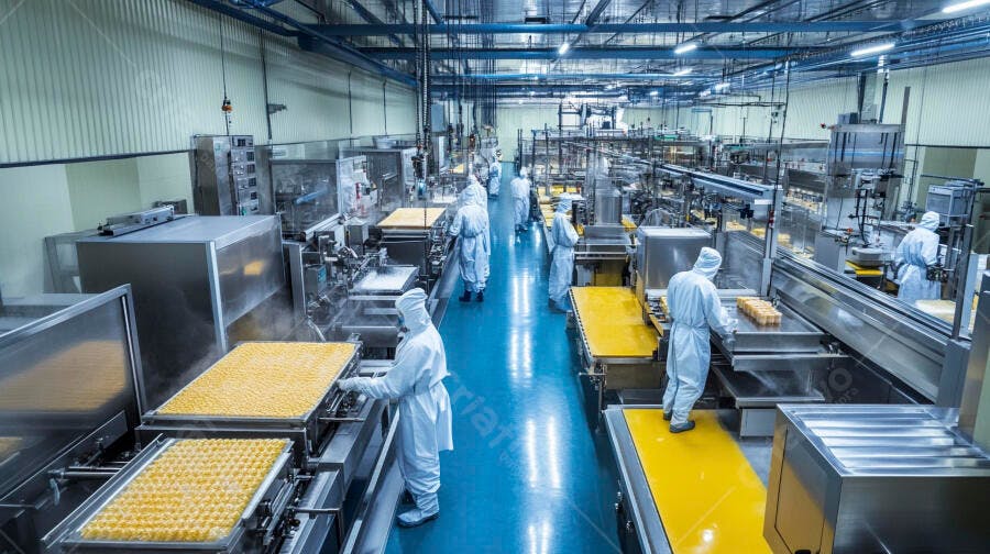 Foto Fábrica Alimentos Produção Industrial Higiene