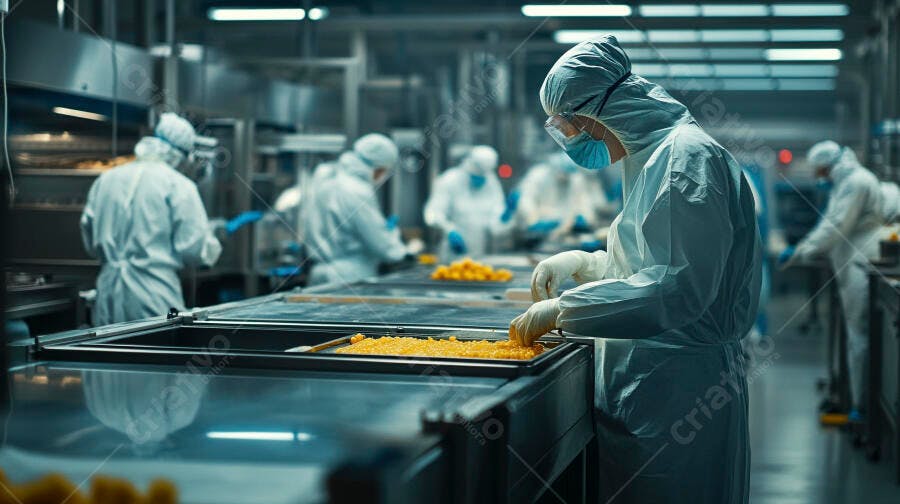 Foto Pessoas Trabalhando Indústria Alimentícia Higiene Produção