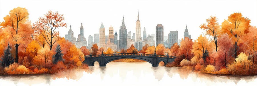 Foto Outono Nova York Central Park Ponte Cidade