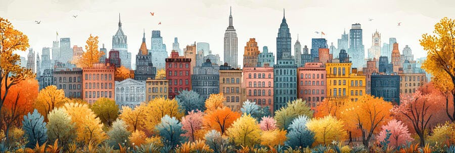 Foto Paisagem Urbana Outono Edifícios Coloridos Cidade Grande