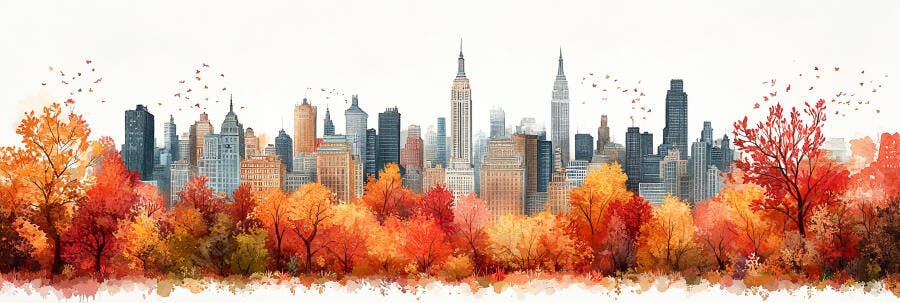 Foto Cidade Outono Aquarela Nova York Central Park