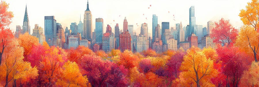 Foto Paisagem Urbana Outono Nova York Cores Vibrantes