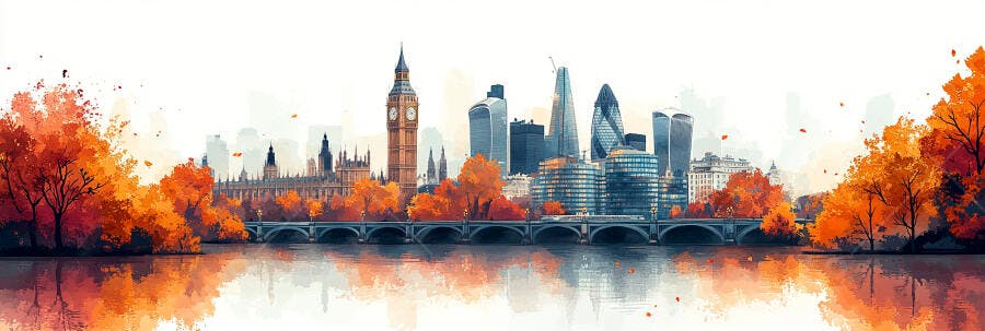 Foto Londres Outono Rio Tâmisa Big Ben Aquarela