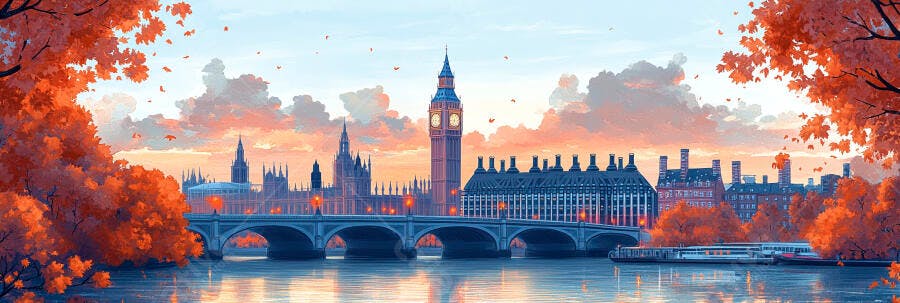 Foto Big Ben Londres Outono Rio Tâmisa Pôr do Sol