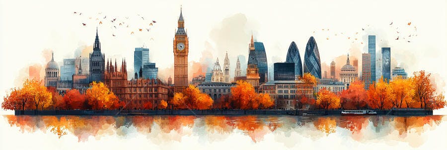Foto Londres Outono Aquarela Rio Tâmisa Big Ben