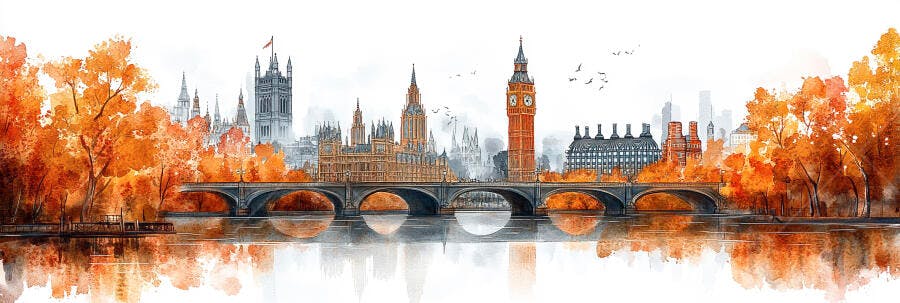Foto Londres Outono Big Ben Ponte Westminster Aquarela