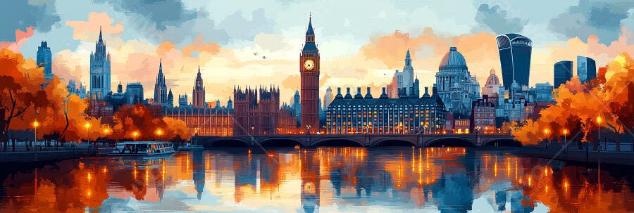 Paisagem Urbana Londres Big Ben Rio Tâmisa Entardecer