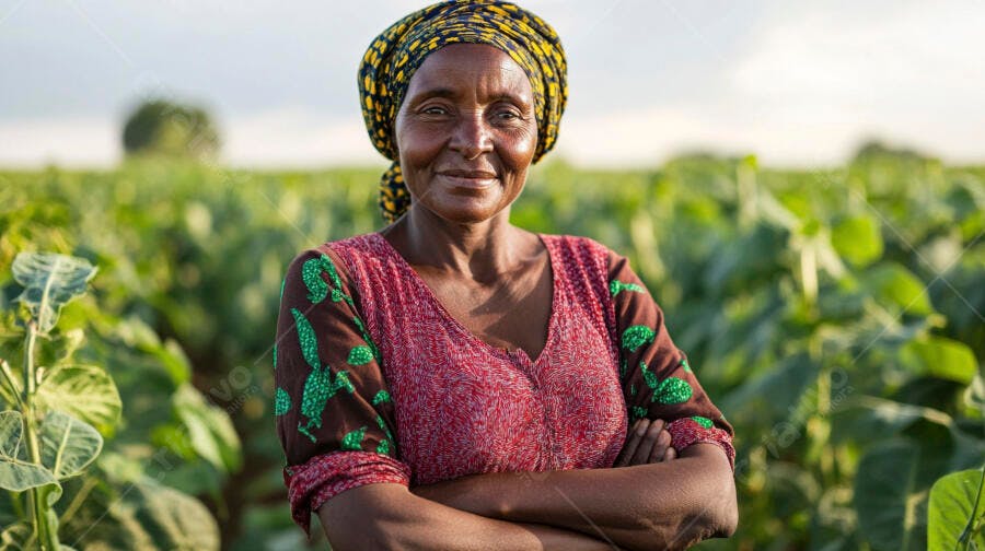 Foto Mulher Africana Sorrindo Fazenda Plantio Agronegócio