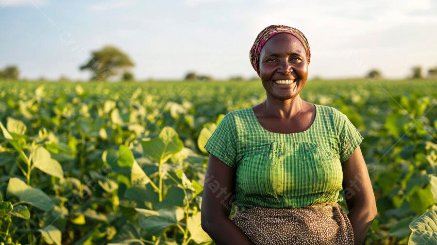 Foto Mulher Negra Agricultora Sorrindo Campo Verde Plantio