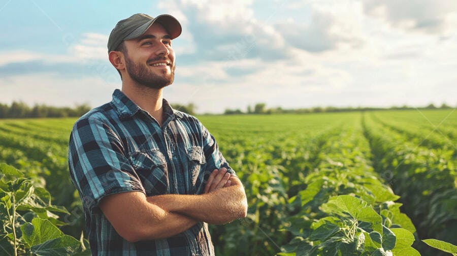 Foto Homem Agricultor Sorrindo Campo Lavoura Rural
