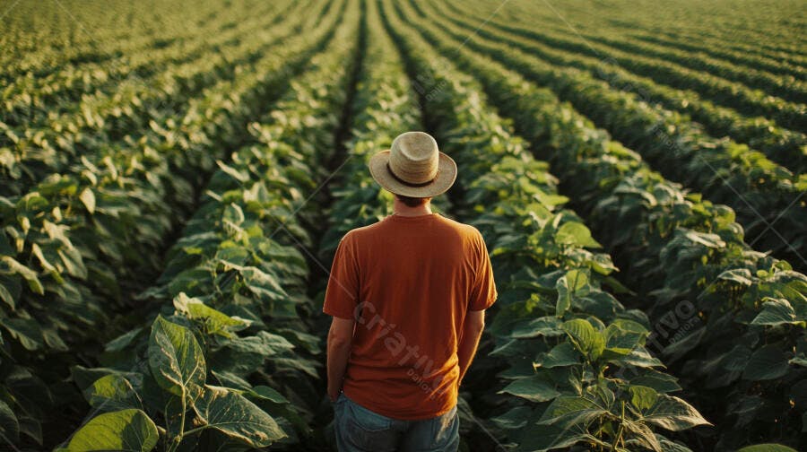Foto Agricultor Homem Chapéu Campo Plantação Agronegócio