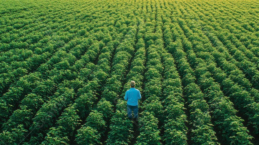 Foto Agricultor Campo Verde Plantação Agronegócio Aéreo