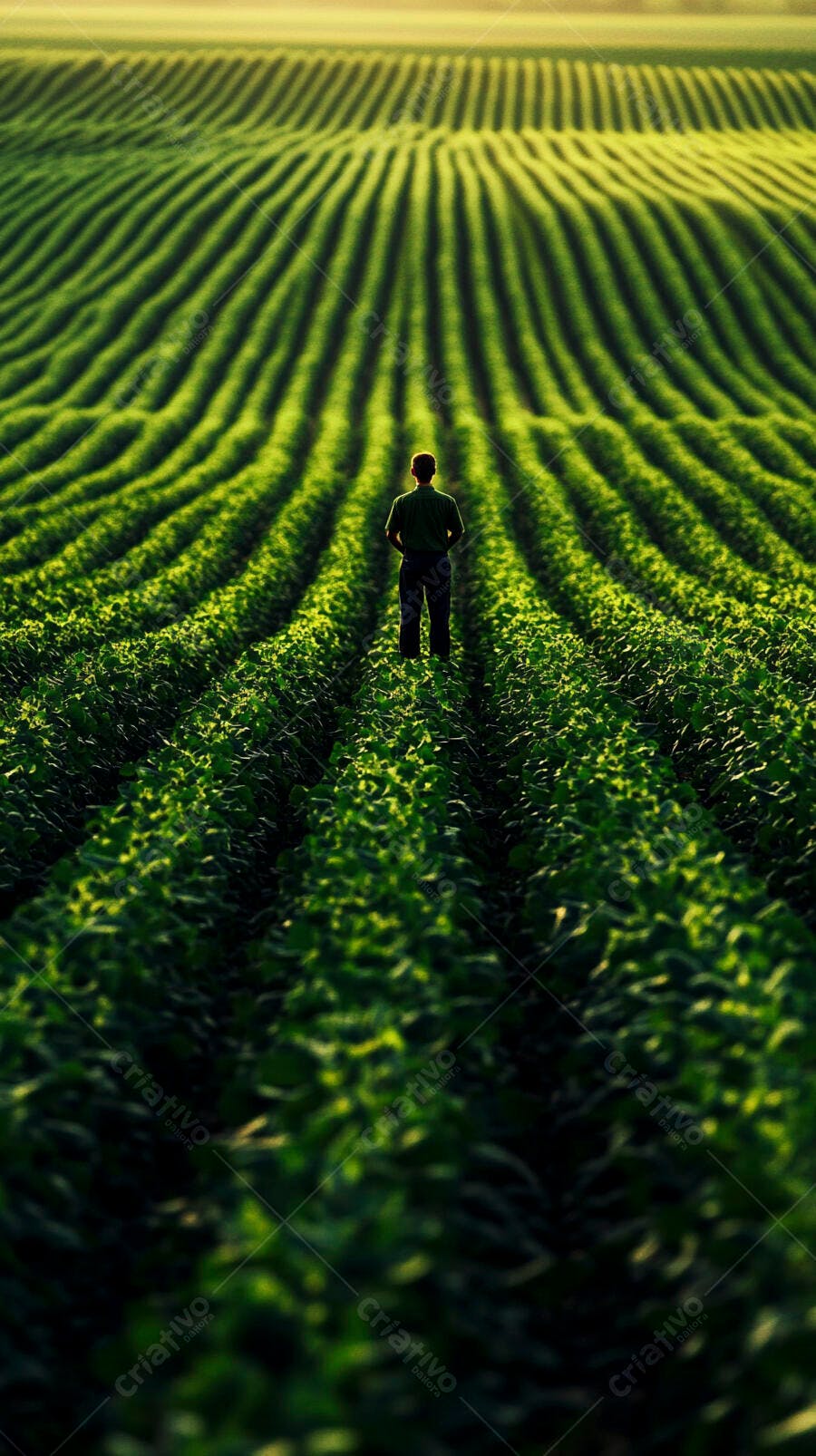 Foto Agricultor Campo Plantação Agronegócio Pôr do Sol