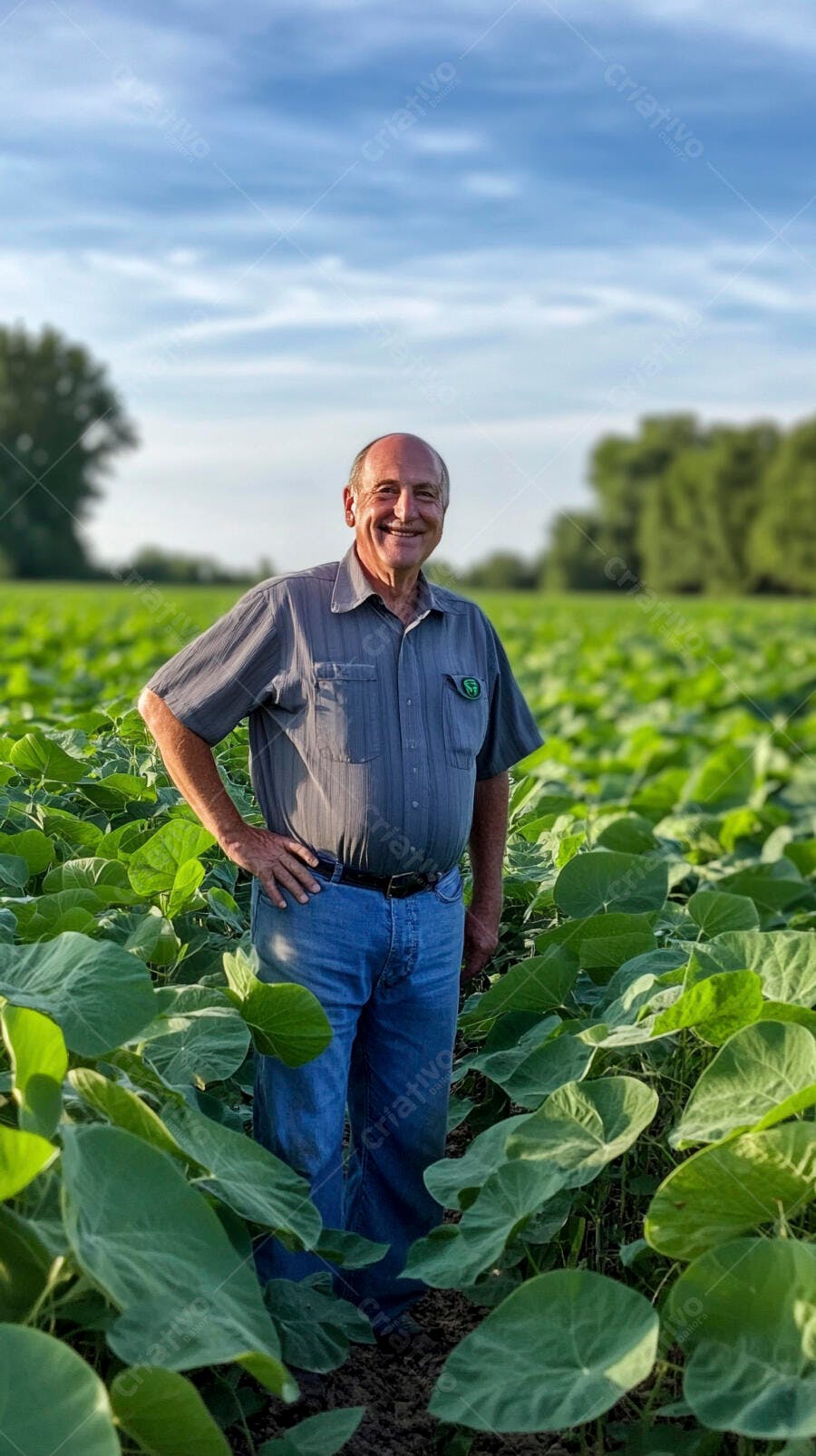 Foto Homem Idoso Sorrindo Campo Agrícola Dia Ensolarado