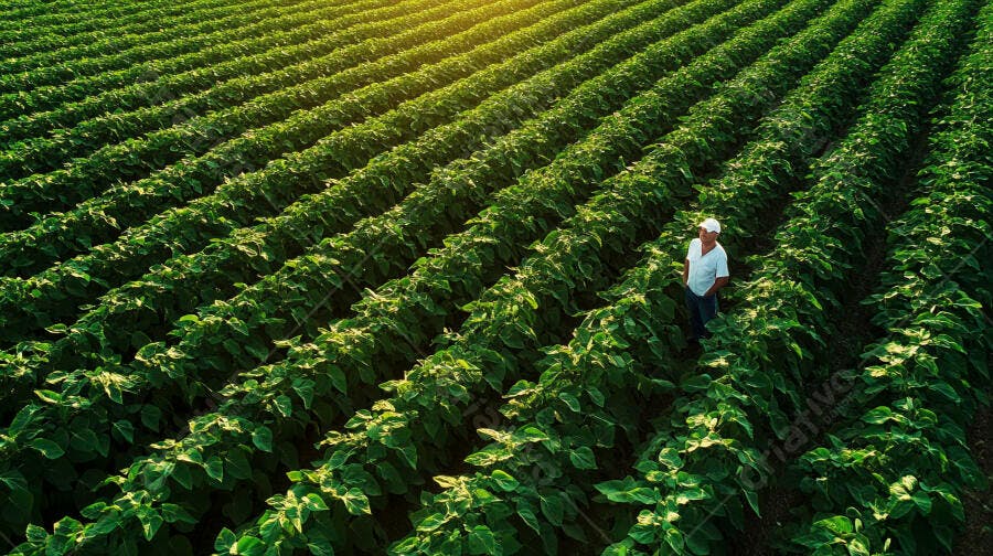 Foto Aérea Fazendeiro Campo de Café Plantação Agronegócio