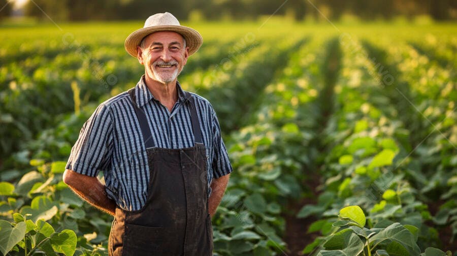 Foto Agricultor Sorrindo Chapéu Fazenda Plantação Rural