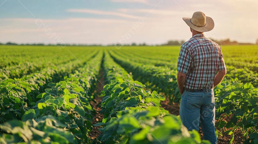 Foto Agricultor Homem Campo Lavoura Soja Entardecer