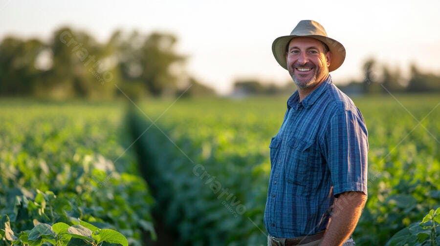 Foto Agricultor Sorrindo Chapéu Campo Plantação Rural