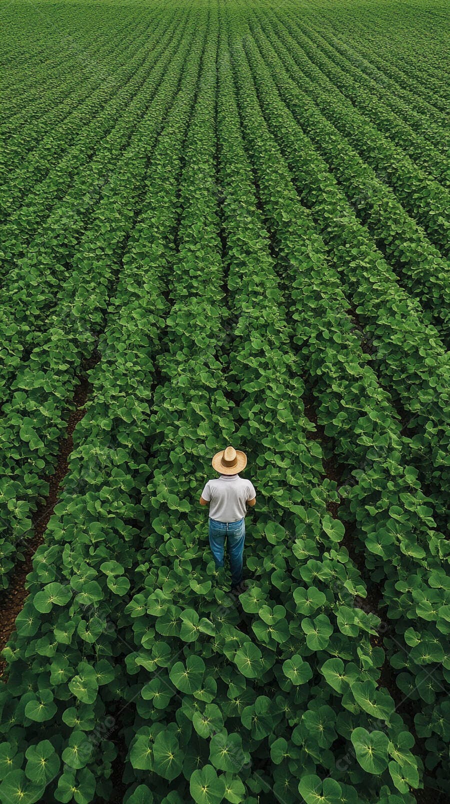 Foto Aérea Agricultor Campo Verde Plantação Rural