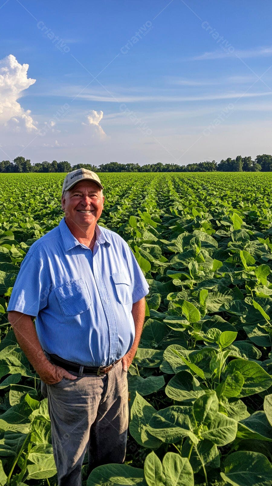 Foto Fazendeiro Sorrindo Campo de Soja Agronegócio