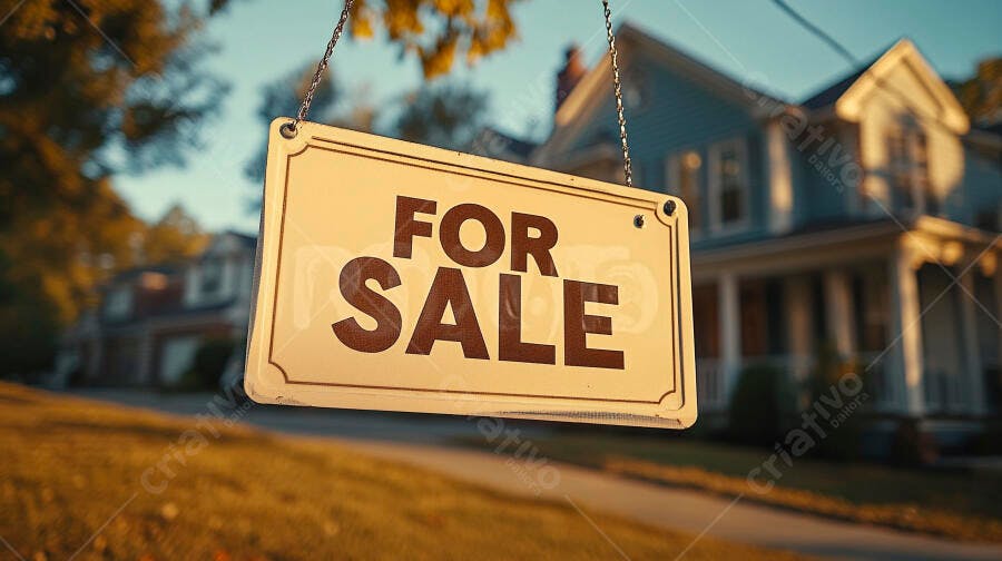 Foto Placa For Sale Casa Residencial Fundo Desfocado Imobiliária