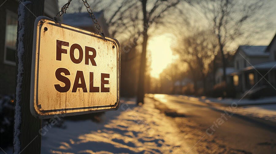 Foto Placa For Sale Imóvel à Venda Inverno Pôr do Sol