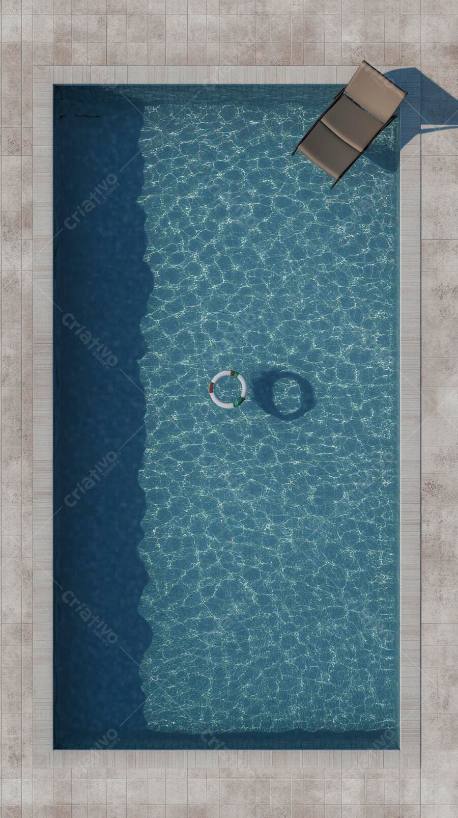 Foto Piscina Vista Aérea Boia e Espreguiçadeira Verão