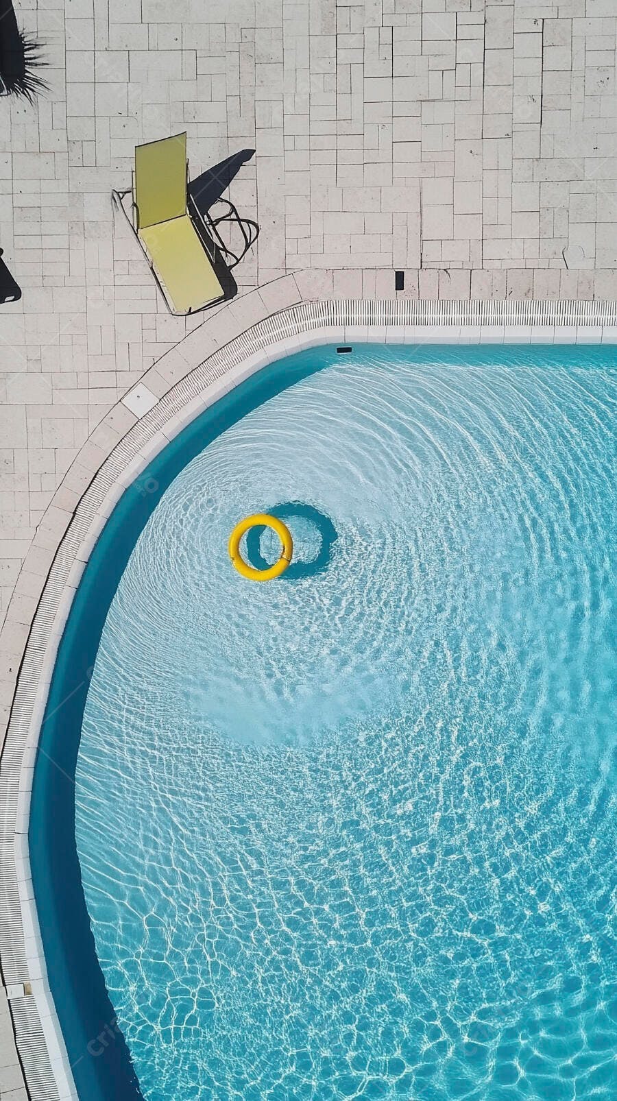Foto Aérea Piscina Borda Amarela Boia Cadeira de Sol Verão