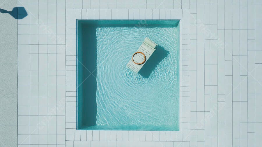 Foto Vista Aérea Livro Flutuando Piscina Água Azul Verão