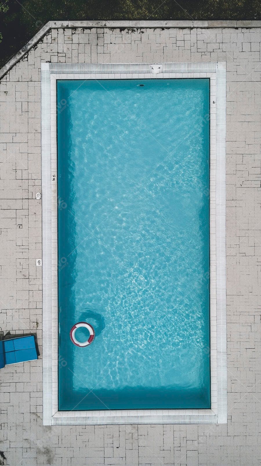 Foto Aérea Piscina Retangular Boia Salva-Vidas Verão