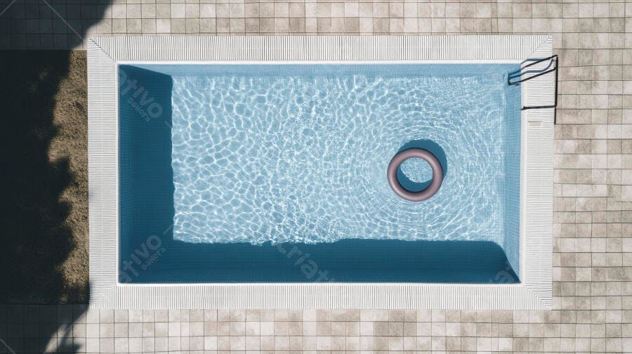 Foto Aérea Piscina Retangular Boia Rosa Verão