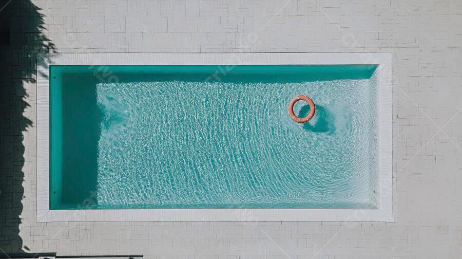 Foto Aérea Piscina Retangular Boia Laranja Verão
