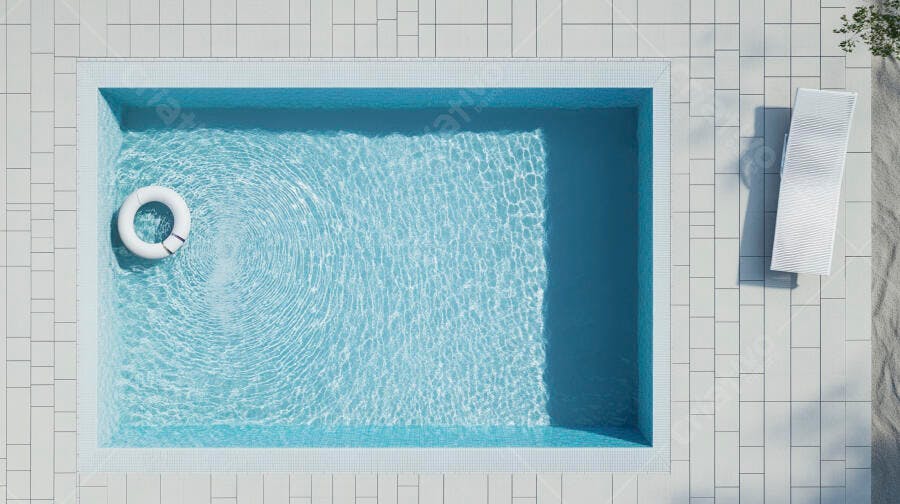 Foto Piscina Azul Borda Branca Boia Flutuando Vista Aérea
