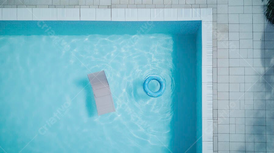 Foto Piscina Azul Água Transparente Boia Circular Vista Aérea